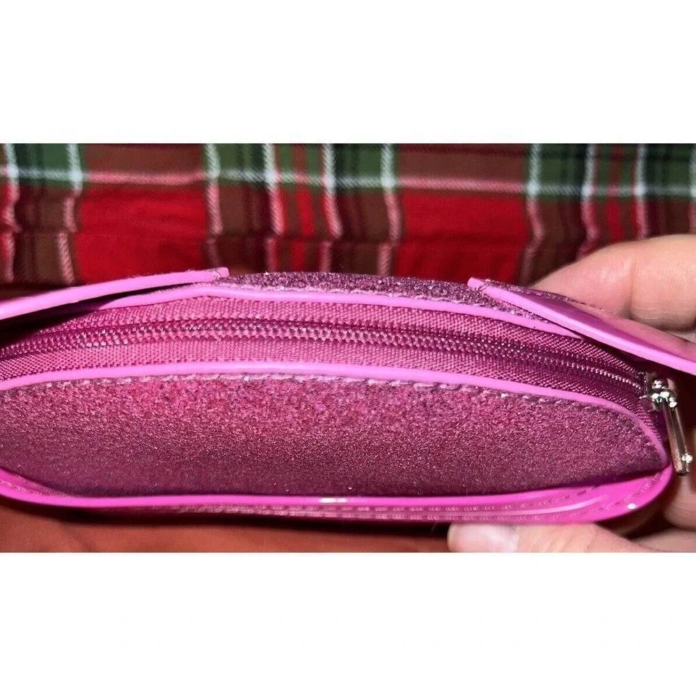 Cat face coin Pink glitter vinyl purse‎ Girls New